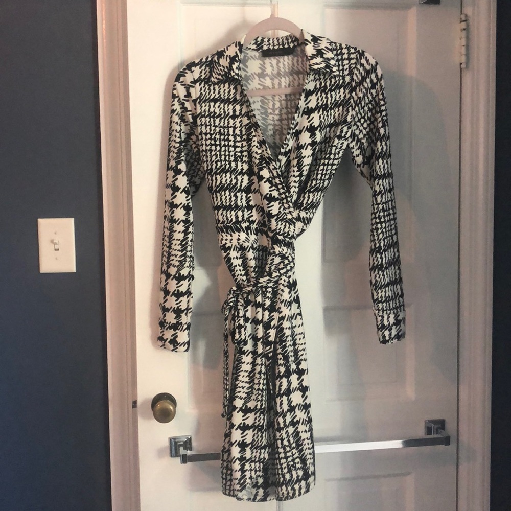 The Limited Black & Cream Wrap Dress